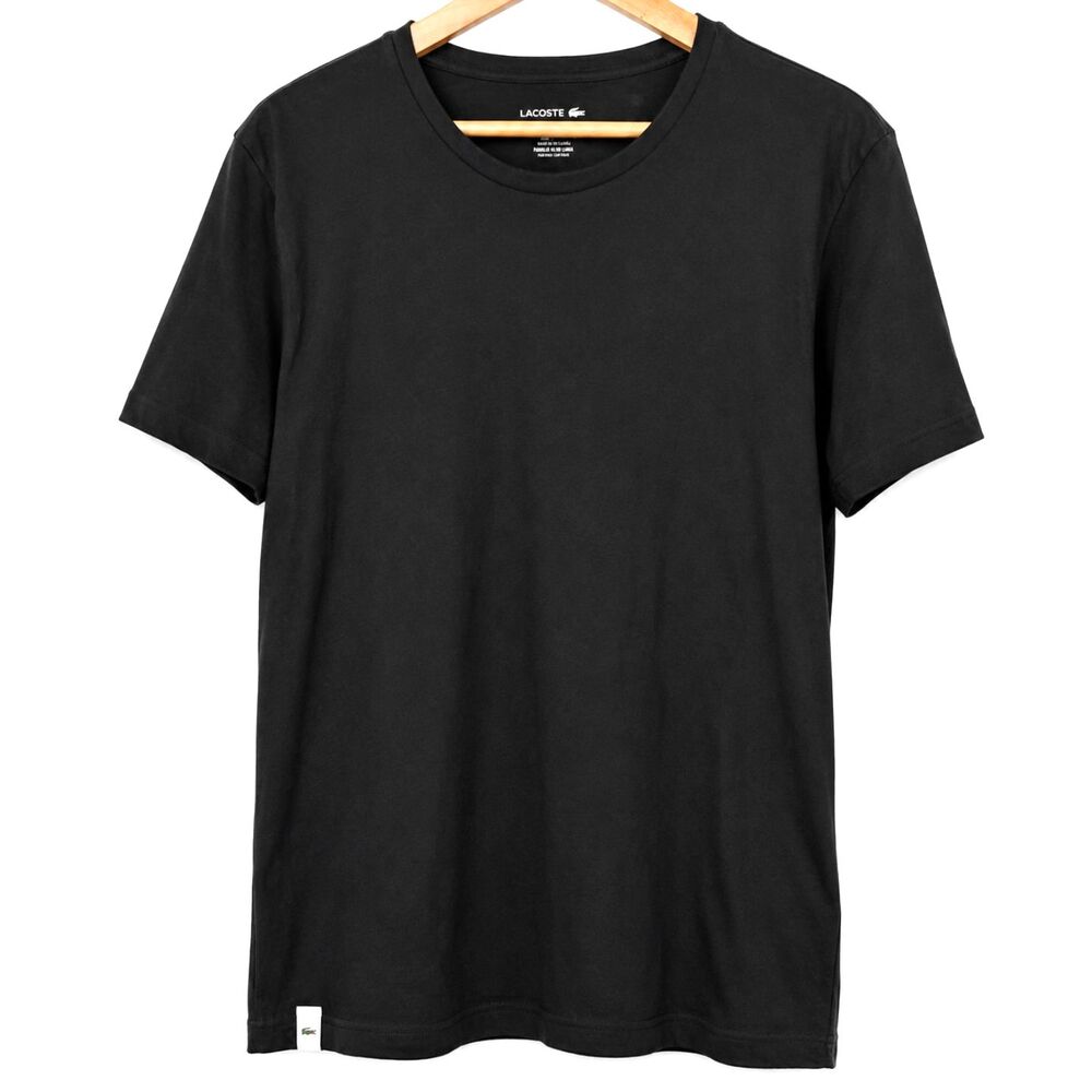 Lacoste Men's Black Crew Neck Lounge T-Shirt XL 100% Cotton Sleepwear Pajama Top